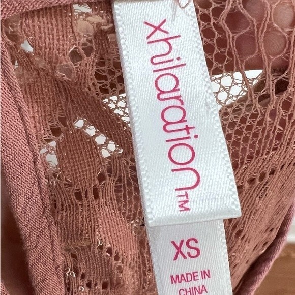 Pink lace yoke off shoulder dress size XS - Picture 5 of 6